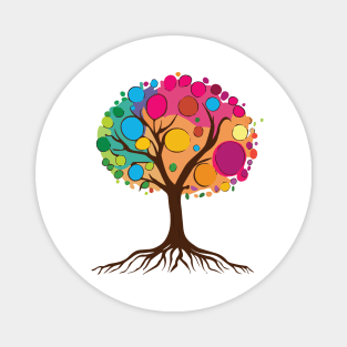 Tree of life with roots and colorful leaves 02 Magnet